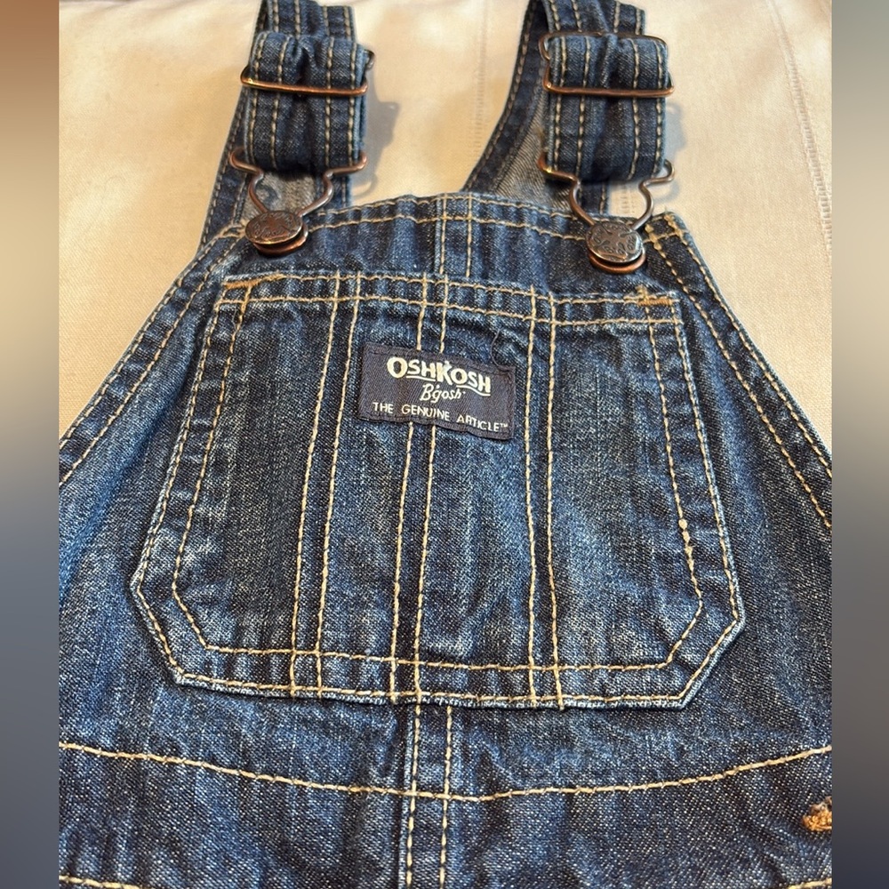 Oshkosh B'gosh Denim Overall Shorts 18mo Unisex Excellent Condition - Picture 5 of 8